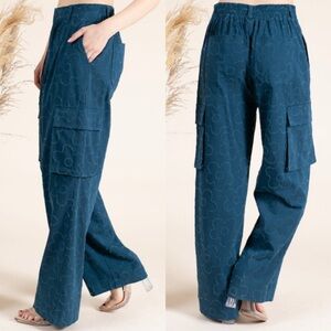 Elegant Teal Wide Leg Pants